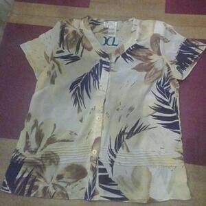 Dress U Up Sheer Top XL & Tank dark brown yellow